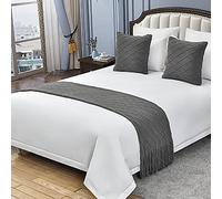 King Chemins De Lit Et Coussins Assortis Couverture De Lit Moderne De Couleur Unie Avec Des Glands Chemin D'écharpe De Lit En Tricot Doux Décoration De Literie À La Maison Lit Simple Double King