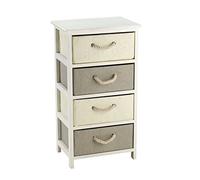 King Collection C656424 Commode 4 Tiroirs Bois et Raphia Synthétique, 40 X 30 x 74H