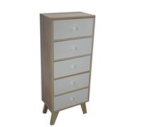 King Collection King Home C1708005 Commode 5 Tiroirs en Bois de Paulownia avec Pieds en KD, 40 X 25 X 99, 5H