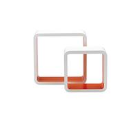 King Collection King Home M1105002/D Set 2 Pièces Étagère Quadra Courbe en MDF Bicolore, Blanc/Orange, 26 X 10 X 26 Heures 20 x 10 X 20H
