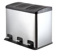 King Collection King Home P1592003 Poubelle à Pédale 3 x 12 Lt pour Tri Sélectif, Argent, 55, 5 X 36 X 45H