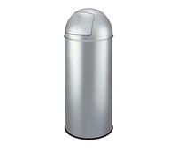 King Collection King Home p1592050 Poubelle en Acier avec Ouverture à Tirette, 50 Lt, Argent, ø 35 x 77H