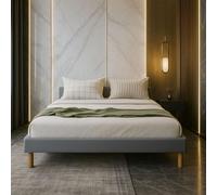 King of Dreams Gregory - Solide et Confortable Sommier Tapissier Gris + Pieds en 20 cm pour Matelas en 120x200-2 x 13 Lattes - Montage Rapide et Facile - revetement PVC Facile d'entretien