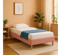 King of Dreams Gregory - Solide et Confortable Sommier Tapissier Rose + Pieds en 20 cm pour Matelas en 90x190-13 Lattes