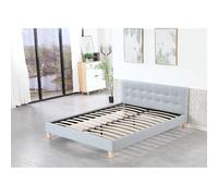 King of Dreams Lit avec sommier Capitonné Gris 120x190 cm