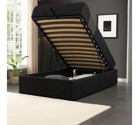 King of Dreams Solide Lit Coffre Gris + Pieds pour Matelas - Loris - Montage Rapide et Facile - revetement PVC Simili Facile d'entretien (Noir, 90x190cm)