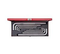 KING TONY 20210MR Coffret de Clés Mâles 6 Pans Extra Longues Métriques, Set de 10, Chrome Plated