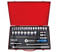 KING TONY 4034MRG Coffret de Douilles Métriques et Accessoires, Set de 33, 1/2"