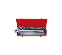KING TONY 6016MR Coffret de Douilles Métriques avec Accessoires, Set de 16, 3/4"