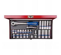 KING TONY Caja Vasos 3/8" - 26Pzas pour pros et bricoleurs, idéal pour bricolage fiable, construction robuste
