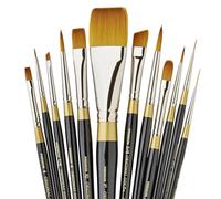 KINGART Lot de 12 pinceaux à Manche en Bois doré