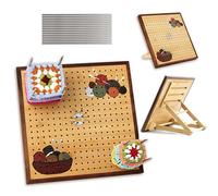 Kingbar 28cm Planche De Blocage Crochet, Planche en Bois avec 15 Tiges en Métal, Bloqueur Carrée pour Granny Squares, Planche à Tricoter