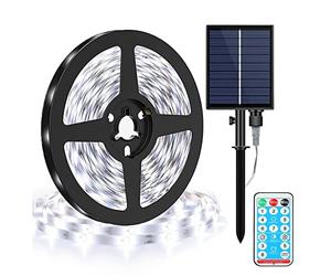 KINGCOO 240LED Bande Lumineuse, Imperproof 10M Flexible Décoratif Solaire Ruban LED Guirlande Lumières Lampe de Nuit pour Jardin Piscine Maison Mariage Noël Intérieur Extérieur Éclairage (Blanc)