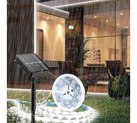 KINGCOO Bande lumineuse solaire à 150 LED - Étanche - 5 m - 8 modes - Autocollant pour l'extérieur et l'intérieur - Jardin - Noël - Mariage - Fête - Blanc