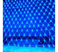 KINGCOO Etanche LED Nettes Guirlande Lumineuse 8modes Rideau Lumières Corde Alimenté par Batterie Pour Intérieur Extérieur Noël Jardin Cour Mariage Fête Murs Décoration (Bleu, 96LED 1.5x1.5M)