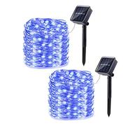 KINGCOO Guirlande Lumineuse Solaire, 2 x 33ft 8 Modes Étanche 100LED Lampe Solaire Fils De Cuivre Fée Guirlande Lumineuse pour Patio Jardin Porte Cour Mariage Noël Décoration (Bleu)