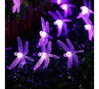 KINGCOO Guirlande lumineuse solaire à 30 LED en forme de libellule pour fête d'anniversaire, mariage, Noël pour intérieur, chambre à coucher, extérieur, maison, jardin, décoration d'été
