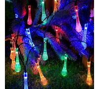 KINGCOO Guirlande lumineuse solaire en forme de goutte d'eau, étanche, 4,8 m, 20 LED, en forme de goutte d'eau, 8 modes, pour extérieur, tente, jardin, pelouse, cour, fête de mariage, décoration