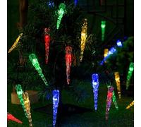KINGCOO Guirlande lumineuse solaire en forme de stalactites de jardin, étanche, 5 m, 20 LED scintillantes, guirlande lumineuse décorative à suspendre à la fenêtre, 8 modes pour extérieur, intérieur,
