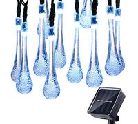 KINGCOO Guirlande Lumineuse Solaire Extérieur, Etanche 6M 30LED Gouttes d'eau Lampes Solaires Éclairage d'ambiance Décorative pour Jardin Maison Noël Mariage Cérémonie Fête Pelouse (Bleu)