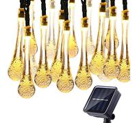 KINGCOO Guirlande Lumineuse Solaire Extérieur, Etanche 6M 30LED Gouttes d'eau Lampes Solaires Éclairage d'ambiance Décorative pour Jardin Maison Noël Mariage Cérémonie Fête Pelouse (Blanc chaud)