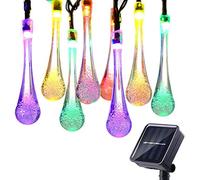 KINGCOO Guirlande Lumineuse Solaire Extérieur, Etanche 6M 30LED Gouttes d'eau Lampes Solaires Éclairage d'ambiance Décorative pour Jardin Maison Noël Mariage Cérémonie Fête Pelouse (Multicolore)