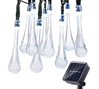 KINGCOO Guirlande Lumineuse Solaire Extérieur, Etanche 6M 30LED Gouttes d'eau Lampes Solaires Éclairage d'ambiance Décorative pour Jardin Maison Noël Mariage Cérémonie Fête Pelouse (Blanc)