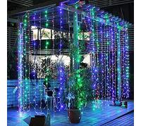 KINGCOO Rideau Lumineux Solaire Extérieur, Etanche 3x3m 300led Guirlande Lumineuse de Cascade Lumières Solaire avec Télécommande 8Mode pour Intérieur Jardin Terrasse Noël éclairage (Multicolore)