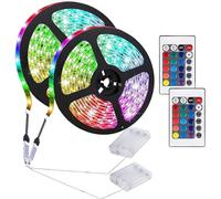 KINGCOO Ruban LED Multicolore Barre Lumineuse Auto adhésif avec Télécommande Alimentée par Batterie,TV DIY Contexte Bandeau Lumiere Intérieur Extérieur Maison Décoration (2PCS, 4M 240LED)