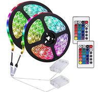 KINGCOO Ruban LED Multicolore Barre Lumineuse Auto adhésif avec Télécommande Alimentée par Batterie,TV DIY Contexte Bandeau Lumiere Intérieur Extérieur Maison Décoration (2PCS, 3M 180LED)