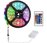 KINGCOO Ruban LED Multicolore Barre Lumineuse Auto adhésif avec Télécommande Alimentée par Batterie,TV DIY Contexte Bandeau Lumiere Intérieur Extérieur Maison Décoration (1PCS, 5M 300LED)