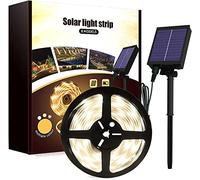 KINGCOO Ruban LED Solaire Extérieur, 10m 240LED Bande LED IP65 Étanche Décoratifs Guirlande Lumineuse Solaires avec Télécommande 8Modes Éclairage pour Maison Jardin Mariage Fête Noël (Blanc chaud)