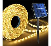 KINGCOO Ruban LED Solaire Extérieur, 3M 90LED Étanche Bandes LED Solaires Découpable Chaîne de Lumières 8 Modes Guirlande Lumineuse pour Maison Jardin Mariage Fête Noël Décoration (Blanc chaud)
