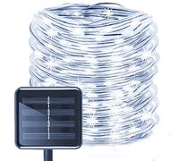 KINGCOO Ruban Lumineux Solaire Lampes de Corde Jardin, Étanche 10M 100LED Tube Bande Fil de Cuivre Noël Guirlande Lumineuse 8modes pour Extérieur Intérieure Mariage Fête Chemin Arbre(Blanc)