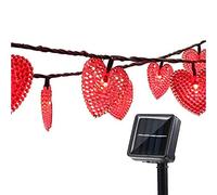 KINGCOO Solaires Coeur D'amour Lumières Extérieures, Imperméable 20ft 30LED Solaire étoilé Décoratif Guirlande Lumineuse avec 8 Modes pour Noël Halloween Mariage (Rouge)