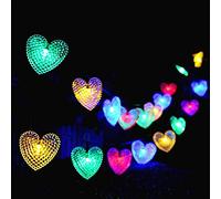 KINGCOO Solaires Coeur D'amour Lumières Extérieures, Imperméable 20ft 30LED Solaire étoilé Décoratif Guirlande Lumineuse avec 8 Modes pour Noël Halloween Mariage (Multicolore)