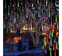 KINGCOO Solaires Pluie Météore Lumineux, Imperméable 30cm 10 Tubes 360LEDs Goutte D'eau Cascading Noël Guirlande Lumineuse pour Décoration Maison Jardin (Multicolore)