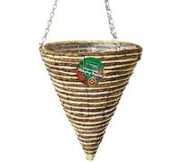 Kingfisher Panier Suspendu en Osier Beige 12" Forme Cône Chaîne