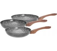 Kinghoff lot de 3 poeles 20cm 24cm 28cm Granit Wood KH1030