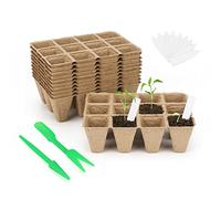 KINGLAKE 120 Pièces Pot semis, Pot de Culture, Godets pour semis de graines, avec 100X étiquettes pour Plantes Plastique et Une Paire d'outils de Migration