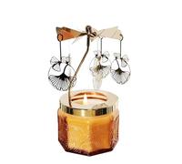 kingnero Bougie parfumée à la Lavande - Carrousel - Photophore Rotatif - Cadeau d'anniversaire pour Femme, Petite Amie, sœur, Amis féminins, Cadeaux d'anniversaire (Feuilles de Ginkgo dorées)