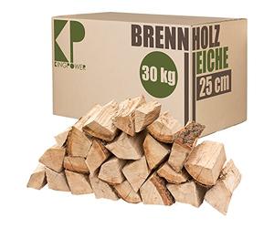 Kingpower Bois de chêne pur 30, 60 et 90 kg, 25 cm, bois de chauffage pour cheminée, brasero, fumoir, four, barbecue, séché en chambre, bois d'allumage, prêt à l'emploi, quantité : 30 kg