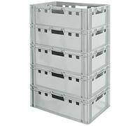 Kingpower Caisse Viande Eurofleischkiste Caisse Empilement Plastique E2 Gris, Nombre:5