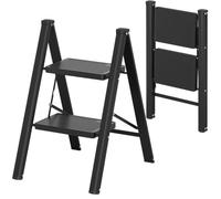 KINGRACK échelle Pliante 2 marches sans Rampe, 150 kg Noir