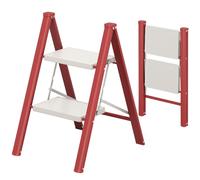 KINGRACK échelle Pliante 2 marches sans Rampe, 150 kg Rouge