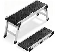 KINGRACK Echelles Doubles 2 Marches Aluminium Pliable, Plateforme de Travail 150 kg, Noir