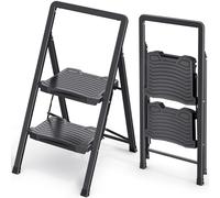 KINGRACK Escabeau à 2 marches Robuste et Portable pour la Maison, la Cuisine, marchepied Pliable en Acier avec pédales Larges antidérapantes, Main Courante, Design de Verrouillage sécurisé, Passe Les