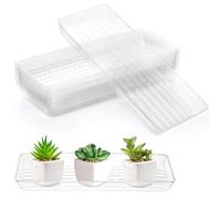 Kingrol Lot de 16 Plateaux rectangulaires pour Plantes, soucoupes Transparentes pour intérieur, Rebord de fenêtre en Plastique épais pour Pot de Fleurs