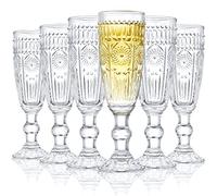 Kingrol Lot de 6 flûtes à champagne en verre de 150 ml, verres à vin mousseux vintage pour champagne, cava, prosecco