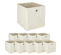 KingSaid Lot de 10 boîtes de rangement pliables 32 x 32 x 32 cm avec trou pour les doigts en forme de cube en tissu non tissé et carton pour étagères, armoire, organiseur, penderie, boîtes de
